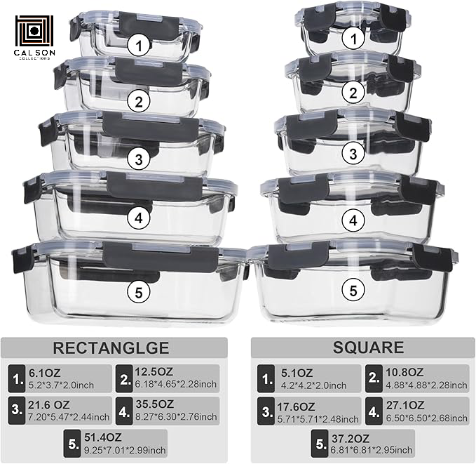 CALSON™ Glass Food Storage Containers with Lids Airtight