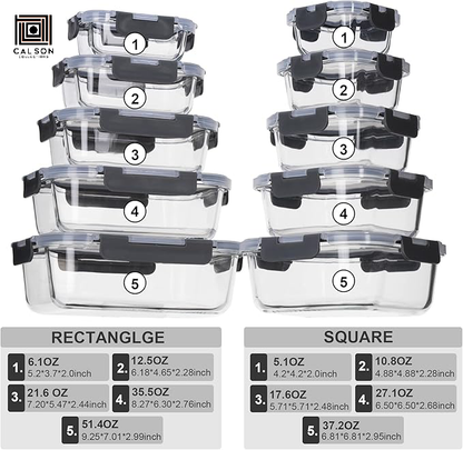 CALSON™ Glass Food Storage Containers with Lids Airtight